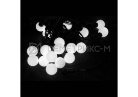 Гирлянда LED "Шарики " Белый теплый цвет, 10 м, 23мм, 100 LED, 6 Вт,Черный провод Каучук