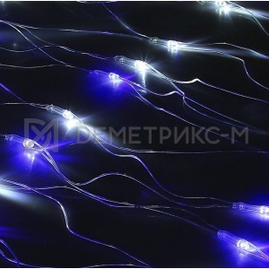Светодиодная сеть 2х1,5 м (бело-синяя), каучук, фиксинг, 288 светодиодов